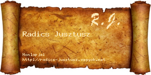 Radics Jusztusz névjegykártya